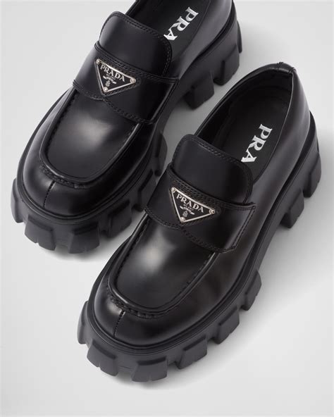 prada black loafers women's|prada monolith loafers women's.